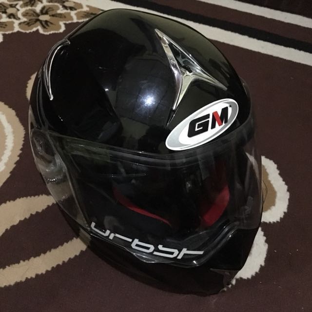 Helm Full Face Double Visor GM Black Motor di Carousell