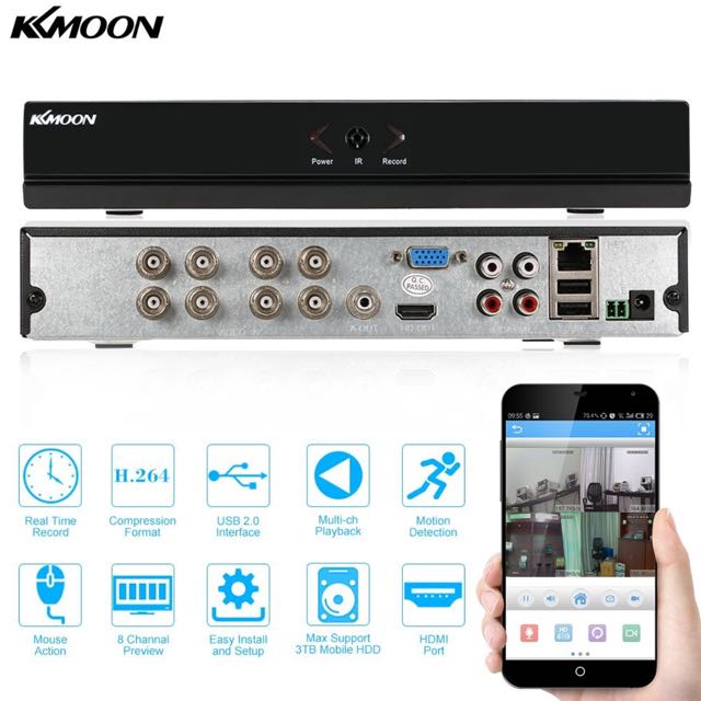 Kkmoon H.264 Network Video Recorder 8CH CCTV DVR, Model XF9408NFLM