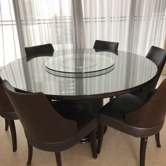 Lorenzo Dining Table With 6 Chairs, Round Glass Dining Table With 6 Chairs