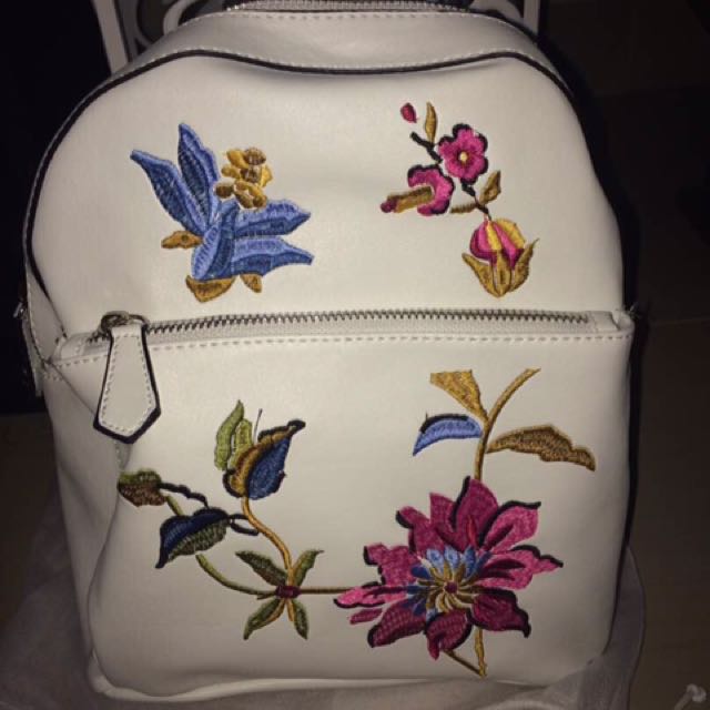flower embroidered backpack