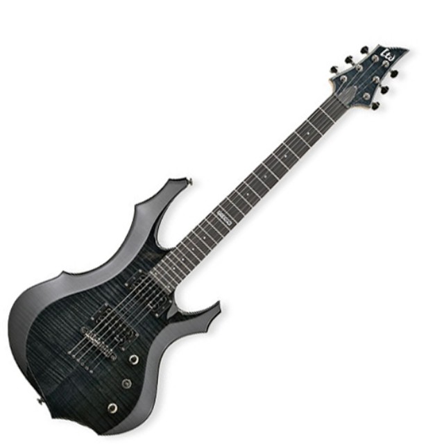Used Esp Ltd F 100fm Guitar W Seymour Duncan Black Winter Set