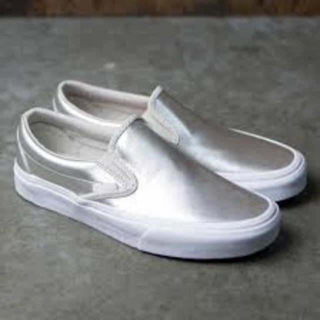 vans slip ons Silver