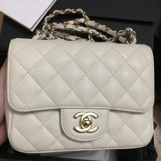 Chanel Mini Ivory Caviar C18