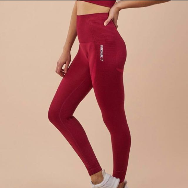 Gymshark seamless leggings beet red, Women's Fashion, Activewear