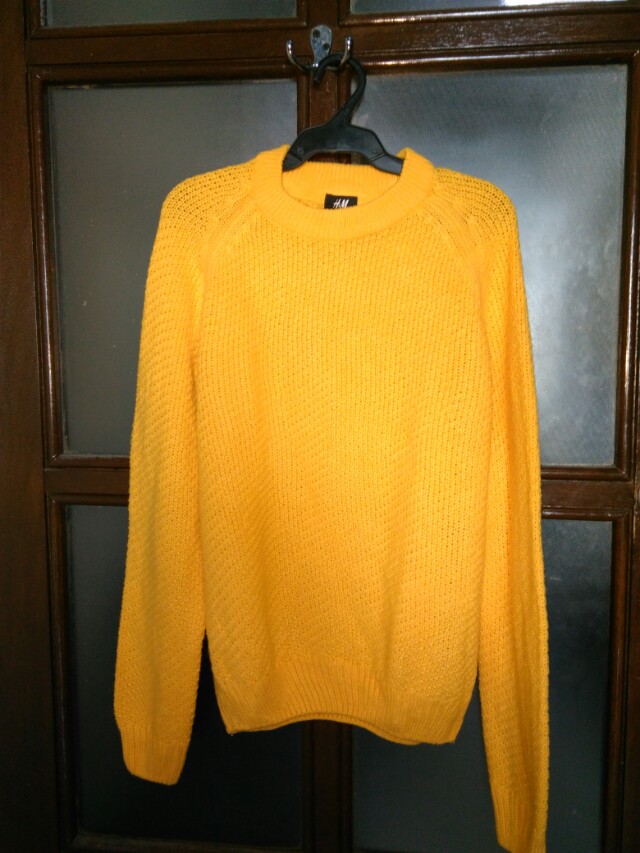 h&m yellow knit sweater