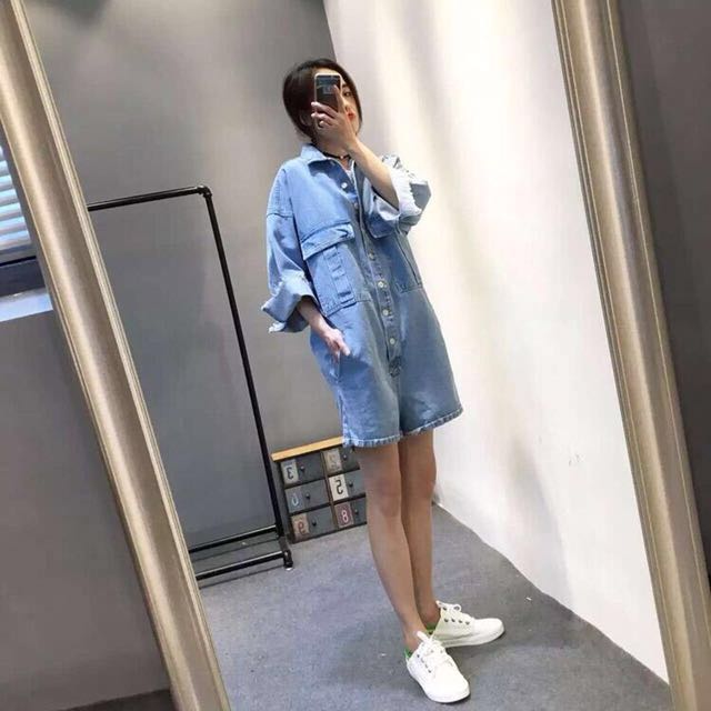 Oversized Denim Romper Women s Fashion Dresses Sets Jumpsuits on Carousell