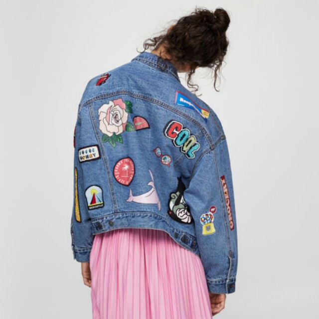 patched denim jacket womens