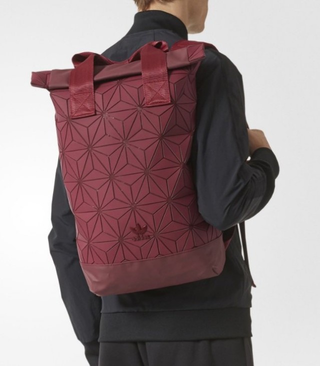 AUTHENTIC Maroon Red Adidas 3D Mesh Roll Top Backpack Issey Miyake Men s Fashion Bags Backpacks on Carousell