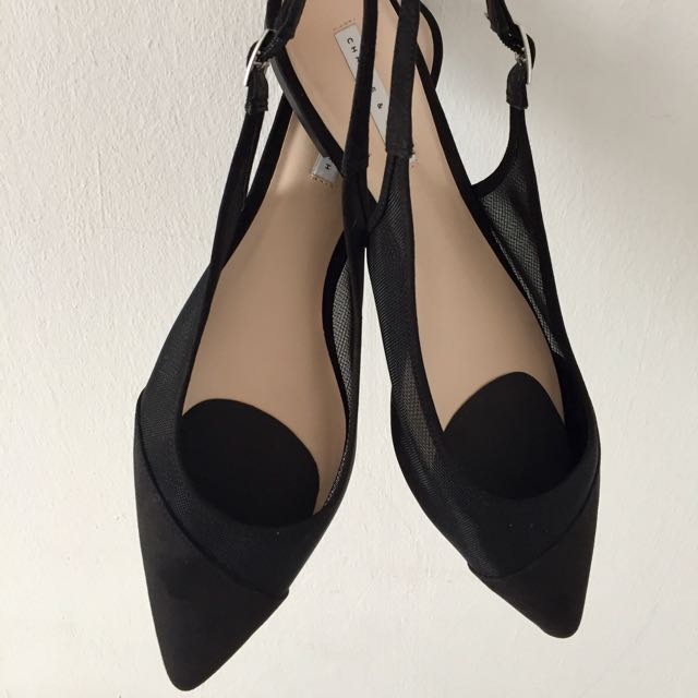 Charles & Keith Shoes - Black Pointed Flats, Luxury, Apparel on Carousell