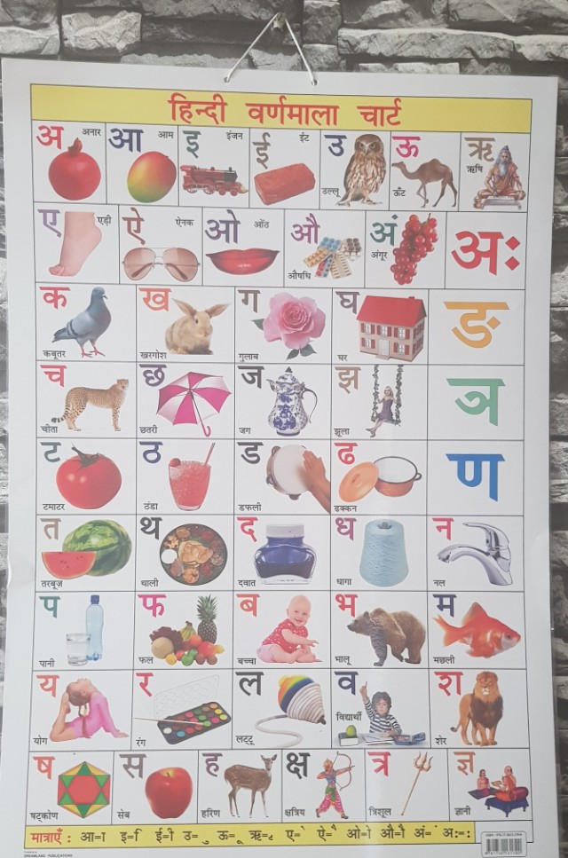 Hindi alphabets chart, Books & Stationery, Children's Books on Carousell