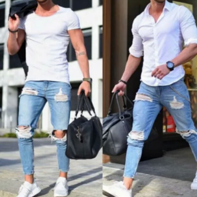 mens ripped slim fit jeans