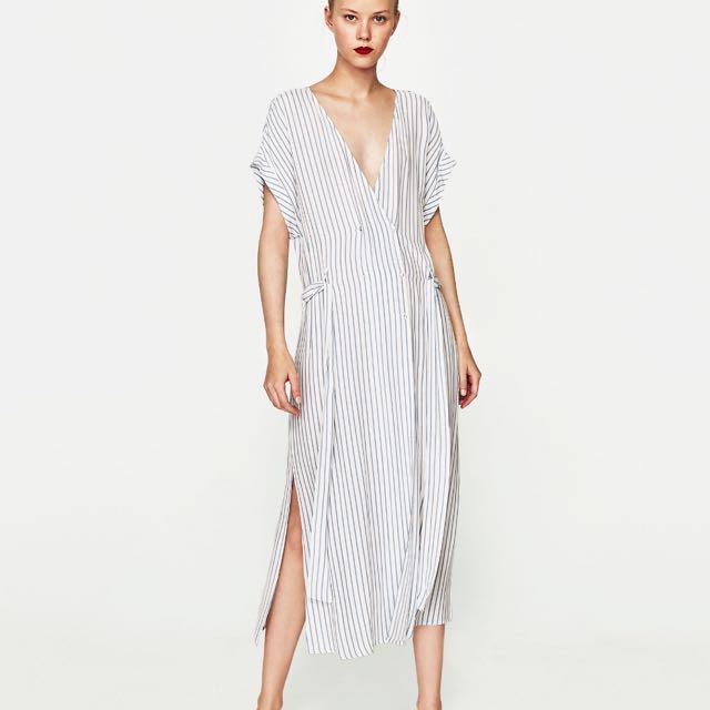 Zara Maxi Striped Tie Dress, Women's 