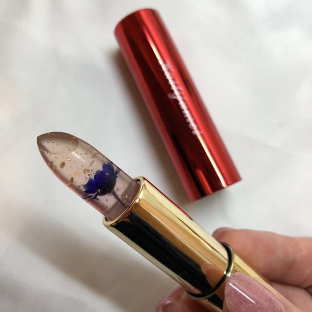 全新無盒 金箔乾燥花透明唇膏 紫花 美妝保養 化妝品在旋轉拍賣