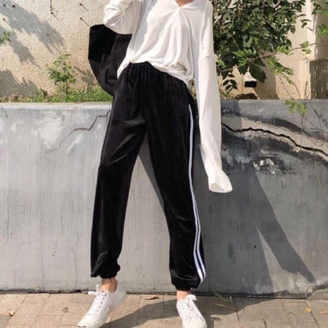 black velvet jogging pants