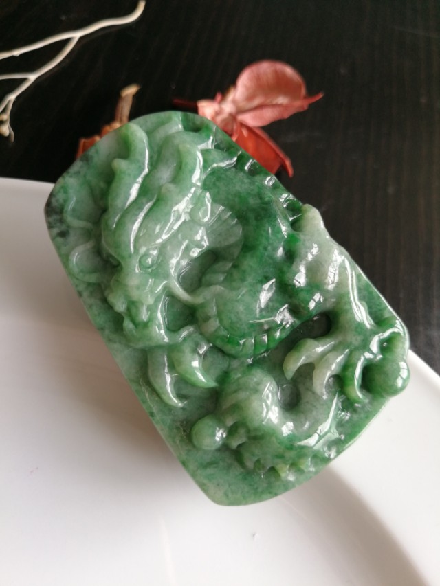 Imperial Green Type A Jadeite Jade Dragon Pendant Vintage - Imperial Jade Dragon Pendant Imperial Green Type A Jadeite Jade Dragon Pendant Vintage - Imperial Jade Dragon Pendant