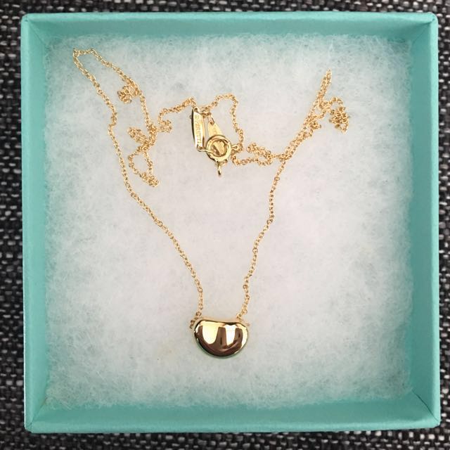 Tiffany 18k gold bean pendant necklace 