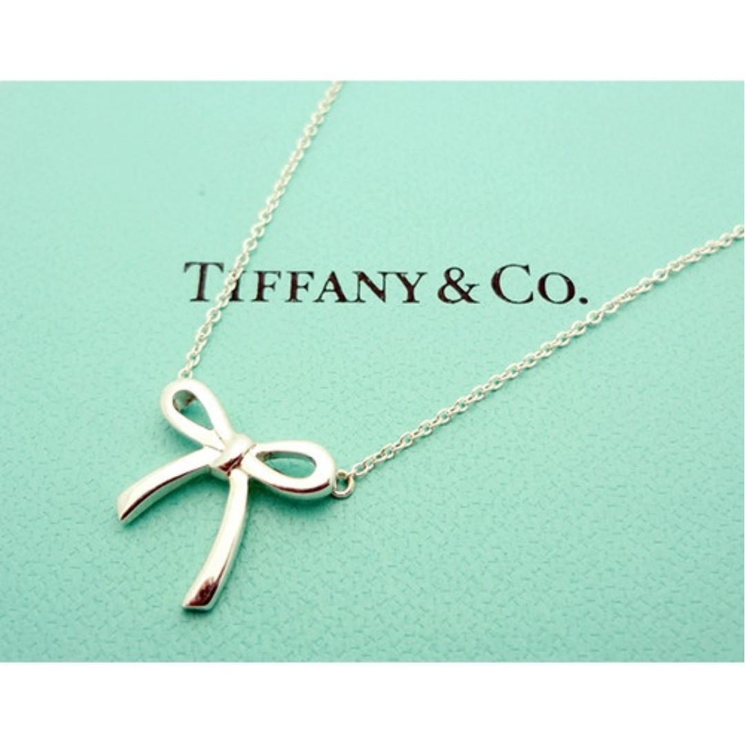 tiffany silver bow necklace
