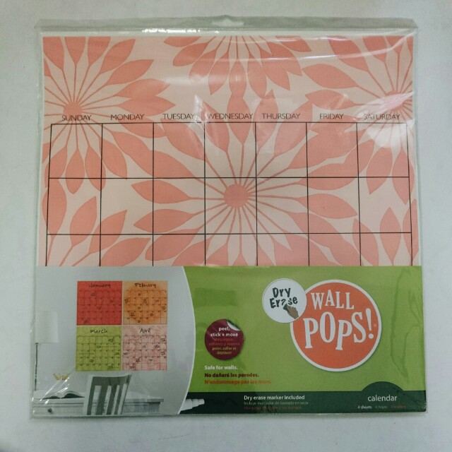 WALL POPS DryErase Stick On Calendar (FREE), Furniture & Home Living