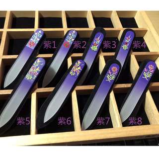 捷克手工繪畫 布拉格水晶 指甲銼刀 美甲刀 指甲刀 水晶銼刀 紫款
