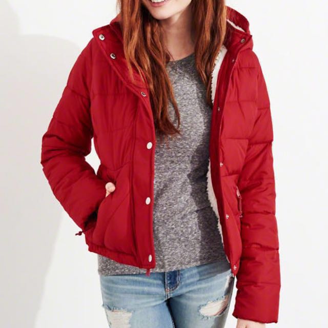 hollister sherpa lined puffer jacket
