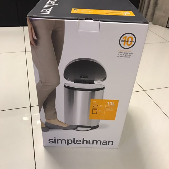 Bn Simple Human Semi Round Step Trash Can Stainless Steel 10 L Home Appliances On Carousell