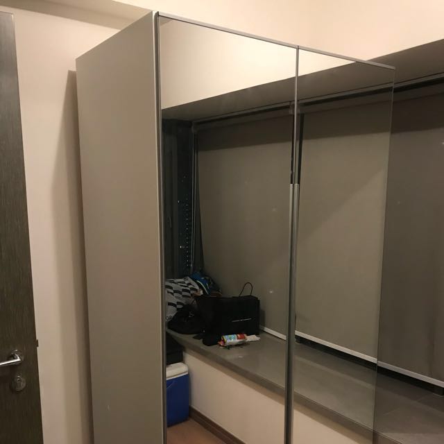 Ikea Pax Wardrobe With Mirrored Doors On Carousell