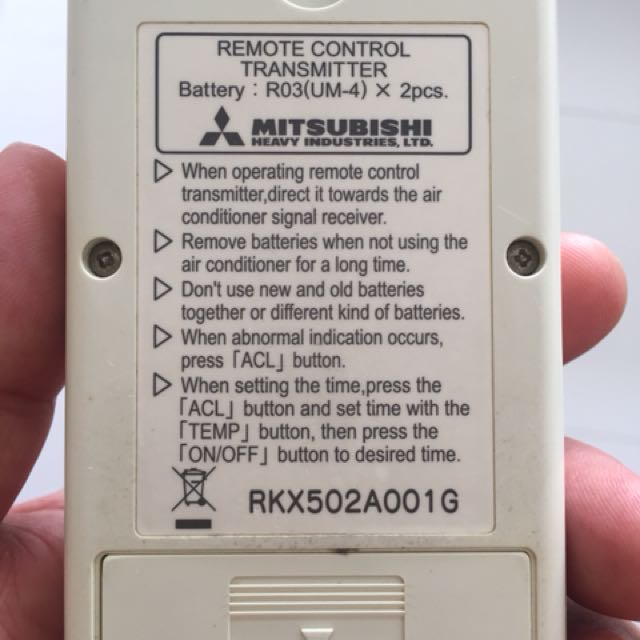 Remote User Guide Rkx502 Mitsubishi Heavy Industries Aircon Remote RKX502A001G, TV & Home ...