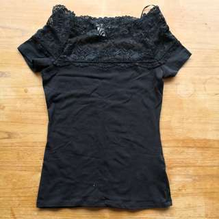NEW Black off the shoulder lace top