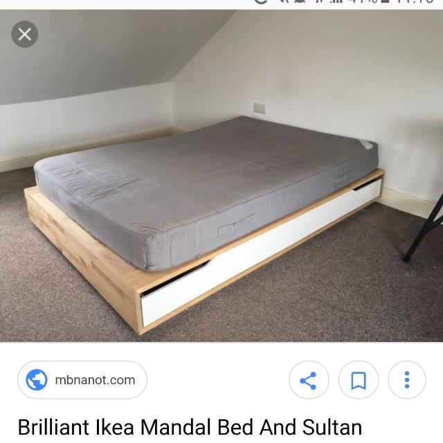 ikea mandal storage bed queen size reserved furniture home living furniture bed frames mattresses on carousell