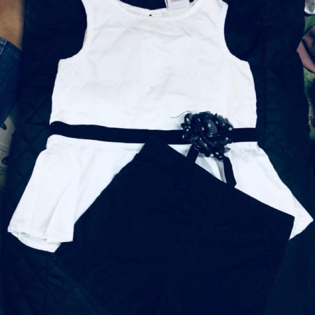 Lilly Wicket White Blouse And Black Short Terno Babies Kids