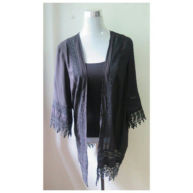 New look black lace cardigan cheap