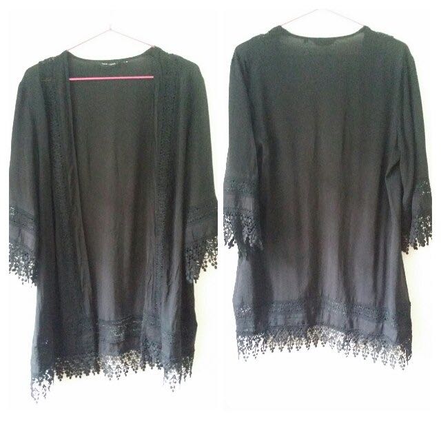 New Look Black Lace Kimono Cardigan Women s Fashion Tops Other Tops on Carousell