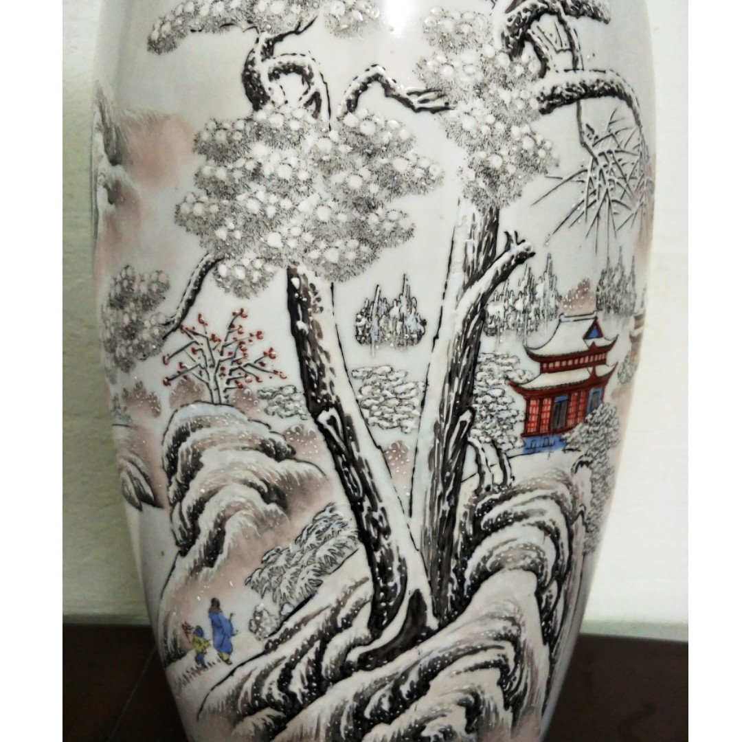 60's -70's snow landscape big vase, the bottom mark China