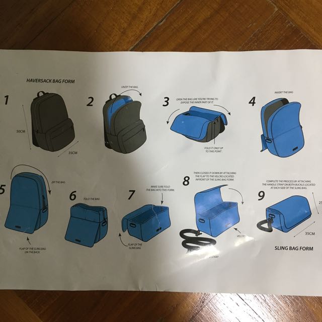 Backpack (Category: Backpacks) located in Singapore. Submitted by nusbiz (Listing ID 148647803, Image 3). Description: A simple harversack which can be converted to a sling bag form! Comes with the shoulder strap.