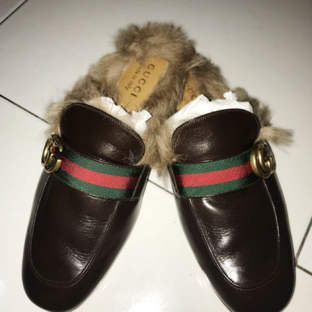 princetown leather slipper with double g