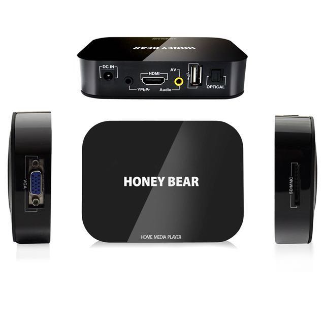 Honey Bear Full HD 1080P Media Player TV BOX For 2TB External Hard