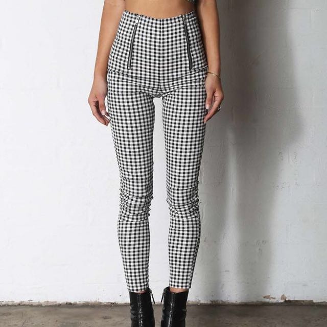 high waisted gingham pants