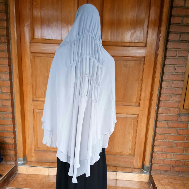 Khimar Serut Belakang Abu Kebiruan Olshop Fashion Olshop Muslim
