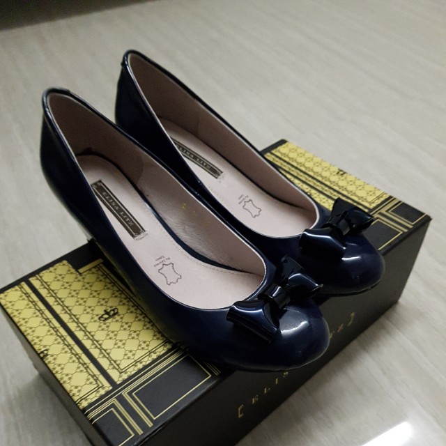 navy blue wedge trainers