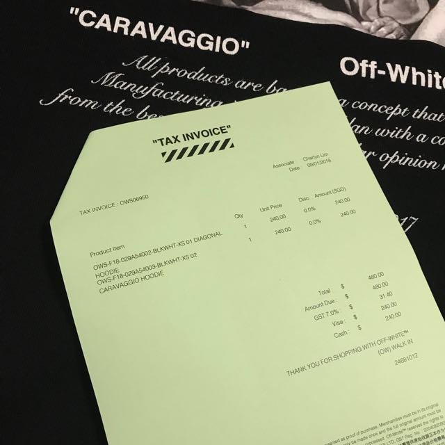 off white hoodie receipt