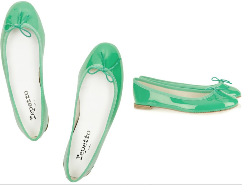 green ballerina flats