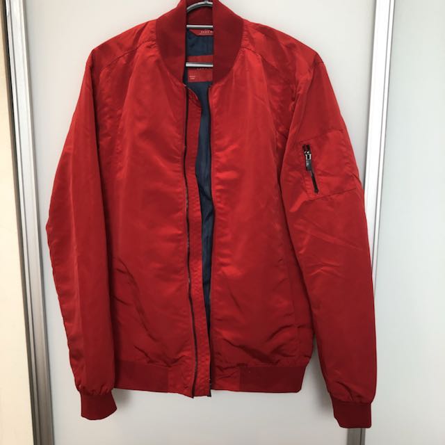 zara red bomber jacket