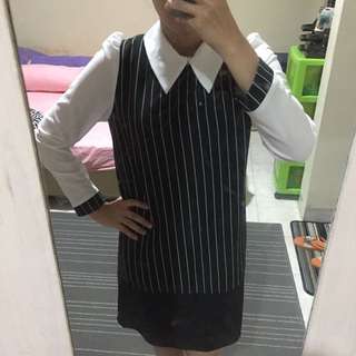 [REPRICE] Collar Stripes Blouse