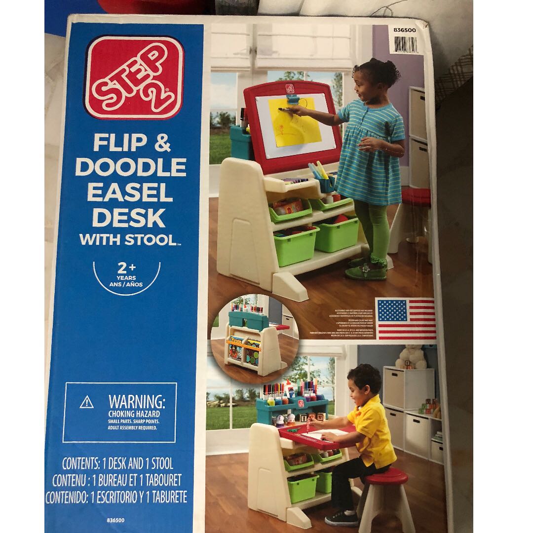 Brand New Step2 Desk And Stool The Flip Doodle Easel Desk With