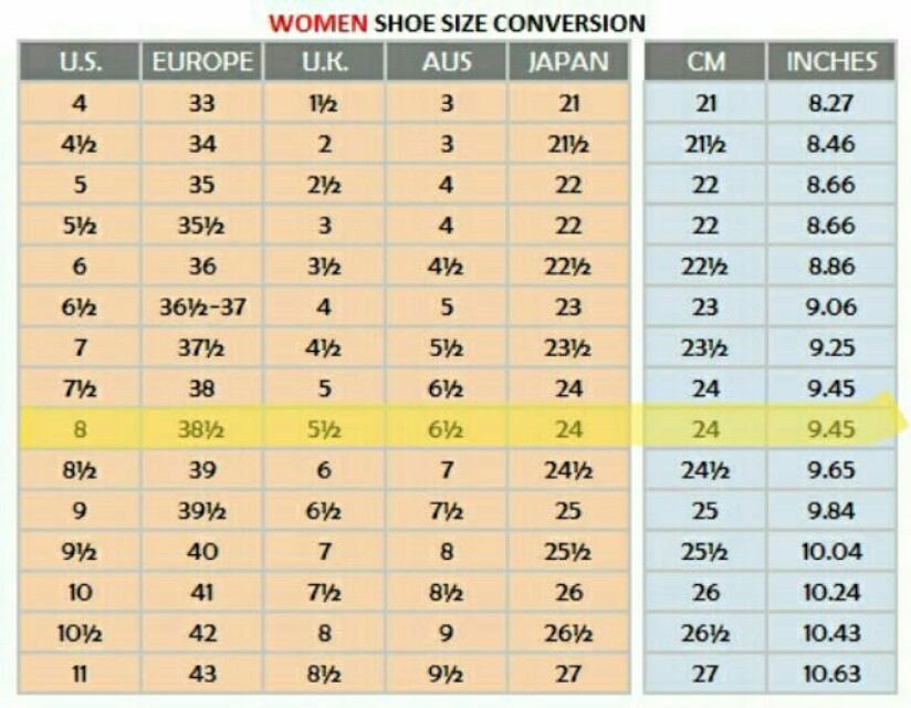 Converse size chart top korea