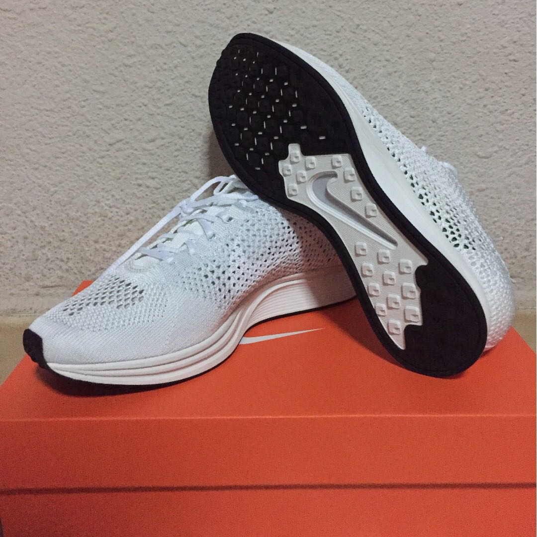 Fire Sale US9.5 Nike Flyknit Racer GODDESS Triple White Men s Fashion Footwear Sneakers on Carousell