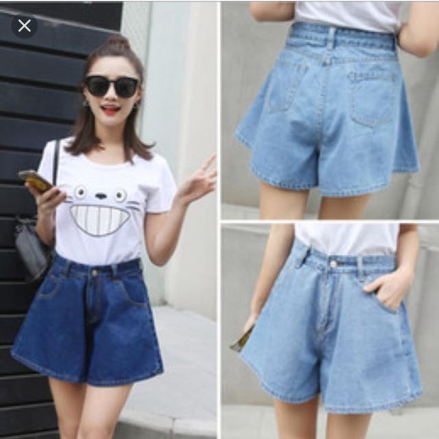 Denim flare shorts