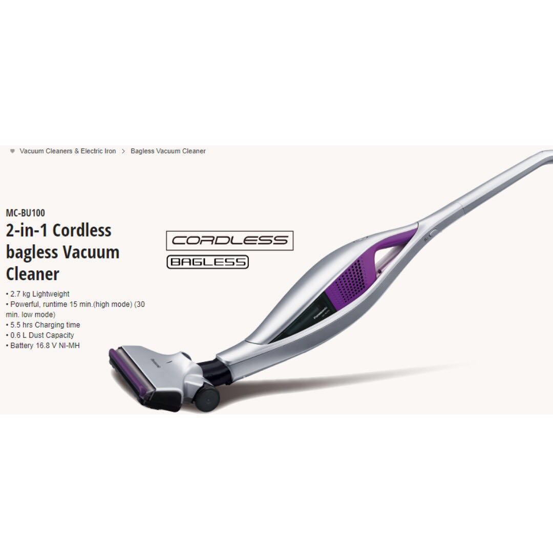PANASONIC MCBU100 2IN1 Cordless Bagless Vacuum Cleaner, Home