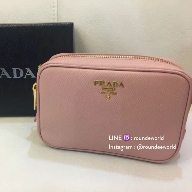 Prada Saffiano Leather Cosmetic Pouch 1N1674 - Orchidea, Luxury, Bags &  Wallets on Carousell