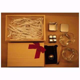Gift Set of Whiskey Glass and Steel Ice Cubes
